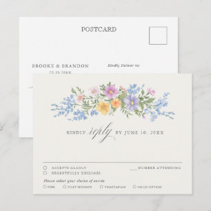 Soft Pastel Ornate Spring Garden Floral chic RSVP Postcard