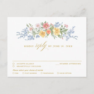 Soft Pastel Ornate Spring Garden Floral gold RSVP Postcard