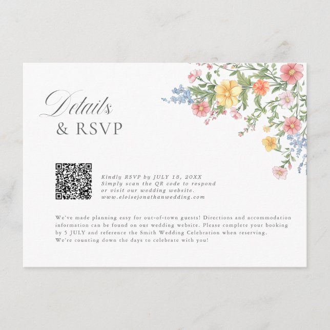 Soft Pastel Ornate Spring Garden Floral Wedding En Enclosure Card (Front)