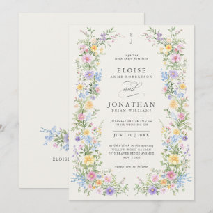 Soft Pastel Ornate Spring Garden Floral Wedding Invitation