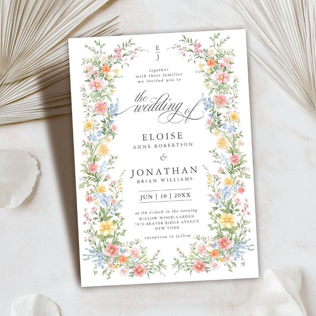 Soft Pastel Ornate Spring Garden Floral Wedding    Invitation (Soft Pastel Ornate Spring garden floral wedding invitation)