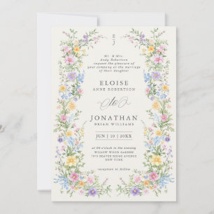 Soft Pastel Ornate Spring Garden Floral Wedding Invitation