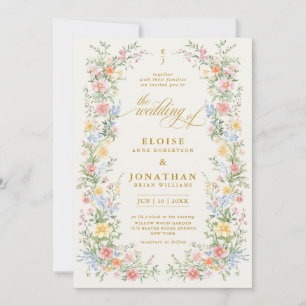 Soft Pastel Ornate Spring Garden Floral Wedding    Invitation