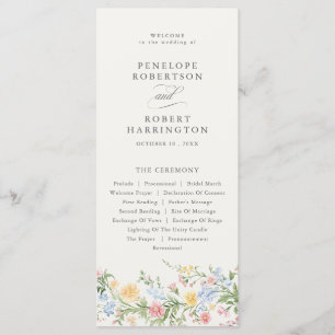 Soft Pastel Ornate Spring Garden Floral Wedding Programme
