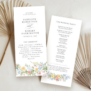 Soft Pastel Ornate Spring Garden Floral Wedding Programme