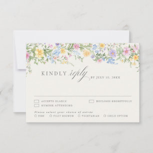 Soft Pastel Ornate Spring Garden Floral Wedding RSVP Card