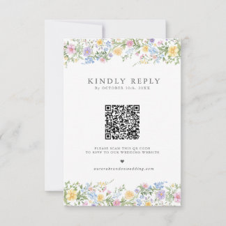 Soft Pastel Ornate Spring Garden Floral Wedding RSVP Card