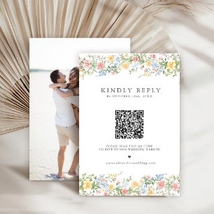 Soft Pastel Ornate Spring Garden Floral Wedding    RSVP Card