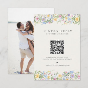 Soft Pastel Ornate Spring Garden Floral Wedding RSVP Card