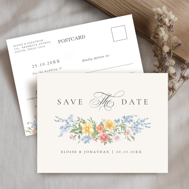 Soft Pastel Ornate Spring Garden Save the Date Postcard (Soft Pastel Ornate Spring Garden Save the Date Postcard)