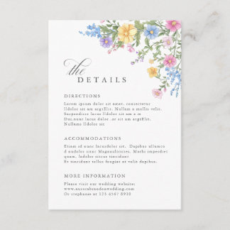 Soft Pastel Ornate Spring Garden Wedding Details Enclosure Card