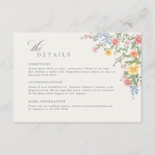 Soft Pastel Ornate Spring Garden  Wedding Details Enclosure Card