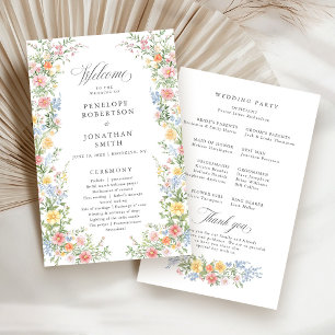 Soft Pastel Ornate Spring Garden  Wedding Program 