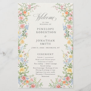 Soft Pastel Ornate Spring Garden  Wedding Program 