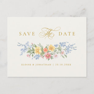 Soft Pastel Ornate Spring Gold Save the Date Postcard