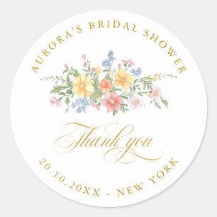 Soft Pastel Ornate Spring Gold shower thank you Classic Round Sticker