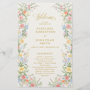Soft Pastel Ornate Spring Gold Wedding Program