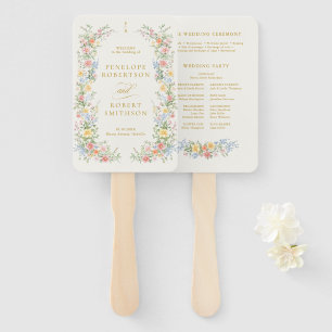 Soft Pastel Ornate Spring Gold Wedding Program Hand Fan