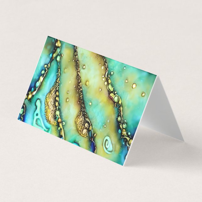 Soft Pastel Paua Shell Colour Liquid Alcohol Ink G Business Card (Front)