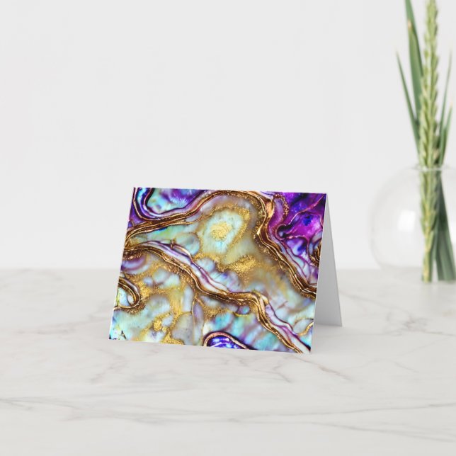 Soft Pastel Paua Shell Colour Liquid Alcohol Ink w Note Card (Front)
