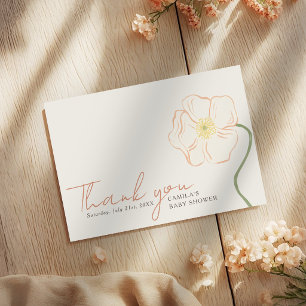 Soft Pastel Peach Boho Modern Baby Shower Thank You Card