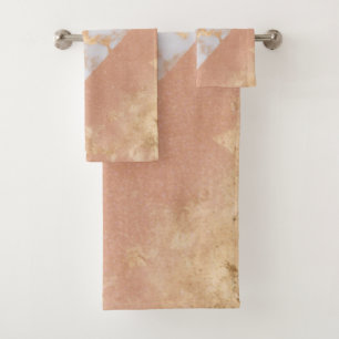 Soft Pastel Peach Marble Towels