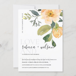 SOFT PASTEL PEACH PEONY WATERCOLOR FLORAL THANK YOU CARD