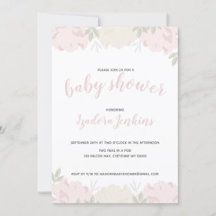 Soft Pastel Peonies Baby Shower Party Invitation