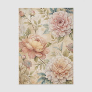 Soft Pastel Peony Floral Pattern Tissue Paper