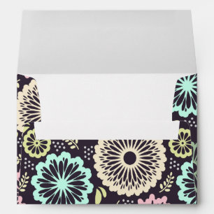 Soft pastel pink and teal flower Vintage BotanicaL Envelopes