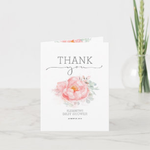 Soft Pastel Pink Flower Baby Shower Thank You Card