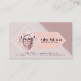 Soft pastel pink graphic diamond photo card