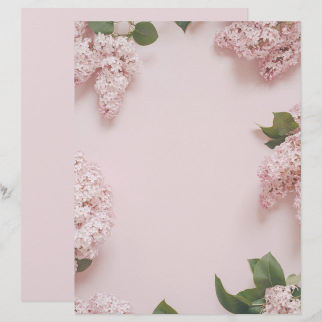 Soft pastel Pink lilacs scrapbook paper (Front/Back)