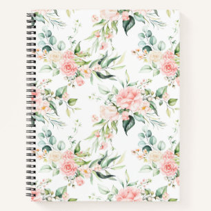 Soft Pastel Pink Rose Flower Pattern Notebook