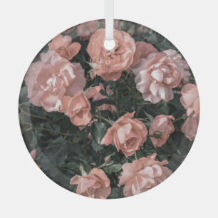 Soft Pastel Pink Rose Garden Glass Tree Decoration