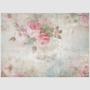 Soft pastel pink roses ephemera vintage chic tissue paper