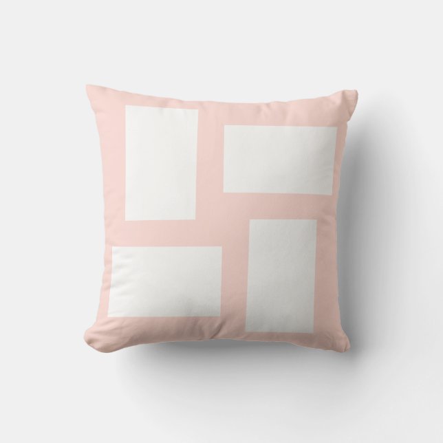 Soft Pastel Pink & White Abstract Design Cushion (Front)