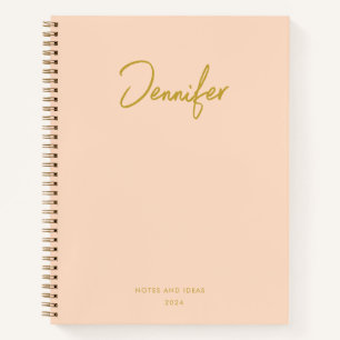 Soft Pastel Pinky Golden Custom Handwritting Name Notebook