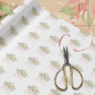 Soft Pastel Poinsettia Pink Gold Sage Classic Wrapping Paper
