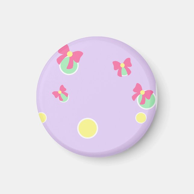 soft pastel polka dots and bows magnet (Front)