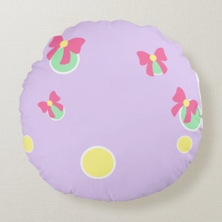 soft pastel polka dots and bows round cushion