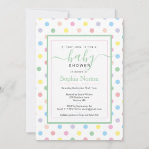 Soft Pastel Polka Dots Baby Shower Invitation