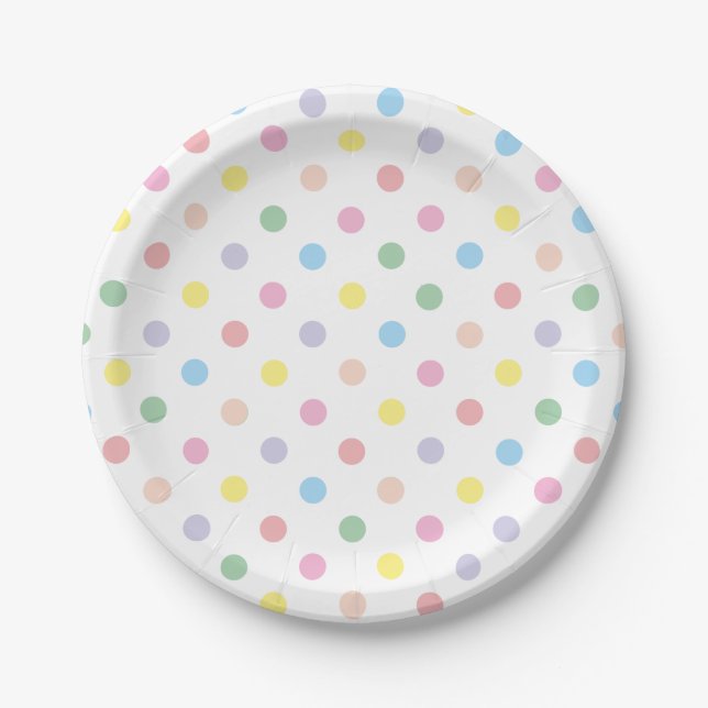 Soft Pastel Polka Dots Celebration Paper Plate (Front)