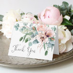 Soft Pastel Poppies and Eucalyptus Thank You<br><div class="desc">Soft and lovely, this thank you card design features an elegant bouquet of poppies and roses in soft pastel beige and lightest pink. Beautiful eucalyptus branches in watercolor greens and blue-greens add texture and style to the bouquet. This card is intentionally left blank on the inside for you to either...</div>
