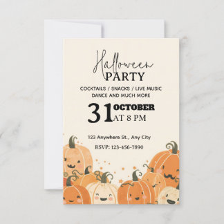 Soft Pastel Pumpkin Patch Halloween Party Invitati Invitation