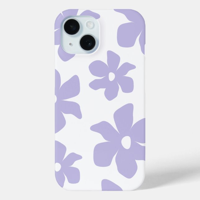 : 'Soft Pastel Purple Floral' iPhone 15 Case (Back)