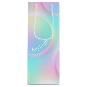 Soft Pastel Rainbow Gradient Shape Wine Gift Bag