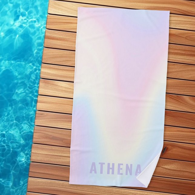 Soft pastel rainbow name trendy modern minimal beach towel (Soft pastel rainbow name trendy modern minimal beach towel)