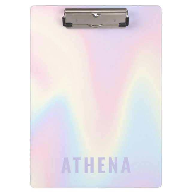 Soft pastel rainbow name trendy modern minimal clipboard (Front)