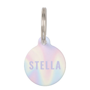 Soft pastel rainbow name trendy modern minimal pet tag